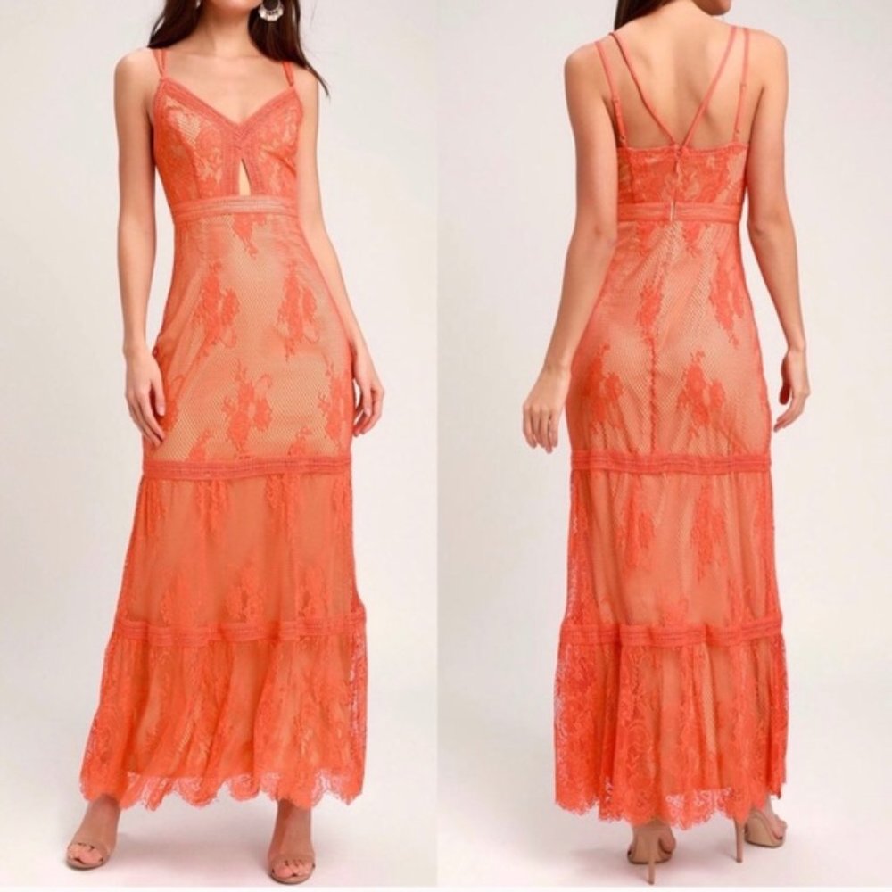 NWT RYSE, Ashley Crochet Lace Lined Maxi Dress